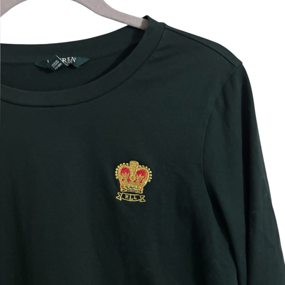Lauren Ralph Lauren Dark Green Emblem Layered Jersey‎ Sweatshirt XL - Picture 2 of 5